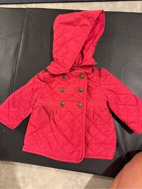 GAP Quilted Hooded Puffer Jacket - Bright Red
